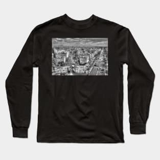 Champs-Élysées from the Arc De Triomphe in Black & White Long Sleeve T-Shirt